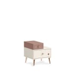 Noptieră 47 cm, 2 sertare, stil modern elegant, crem și roz pudrat, accente rose-gold, design minimalist și feminin PEARL - imagine 4