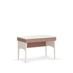 Birou 117 cm, 3 sertare cu organizator și etajeră, stil modern romantic, alb mat și roz pudră, accente rose-gold, design premium pentru studiu și make-up PEARL - imagine 7