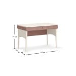 Birou 117 cm, 3 sertare cu organizator și etajeră, stil modern romantic, alb mat și roz pudră, accente rose-gold, design premium pentru studiu și make-up PEARL - imagine 8