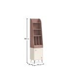 Bibliotecă îngustă 44 cm, stil modern scandinav, rose dust și alb ivory, sertar și dulap inferior, design slim cu accente rose-gold PEARL - imagine 4