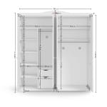 Dulap 202 cm, 4 uși batante, stil romantic clasic, alb satinat, bară haine, rafturi și sertare interioare, design elegant și spațios BUTTERFLY - imagine 4