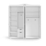 Dulap 202 cm, 4 uși batante, stil romantic clasic, alb satinat, bară haine, rafturi și sertare interioare, design elegant și spațios BUTTERFLY - imagine 5