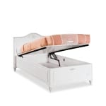 Pat 120×200 cm, cu ladă de depozitare, stil clasic romantic, alb elegant cu detalii sculptate, design premium cu mecanism hidraulic BELLE - imagine 4