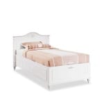 Pat 120×200 cm, cu ladă de depozitare, stil clasic romantic, alb elegant cu detalii sculptate, design premium cu mecanism hidraulic BELLE - imagine 5