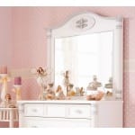 Comodă 90 cm cu oglindă, 4 sertare spațioase, stil clasic romantic vintage, alb antique cu accente argintii, design elegant cu detalii sculptate BELLE - imagine 3