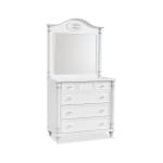 Comodă 90 cm cu oglindă, 4 sertare spațioase, stil clasic romantic vintage, alb antique cu accente argintii, design elegant cu detalii sculptate BELLE - imagine 4