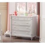 Set dormitor bebe 3 piese (pătuț transformabil, dulap 2 uși, comodă 4 sertare), stil clasic romantic, alb, design premium cu detalii sculptate BELLE - imagine 4