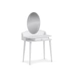 Masă toaletă 80 cm cu oglindă LED și sertar organizator, stil romantic elegant, alb satinat, design premium pentru machiaj AMELIE - imagine 5