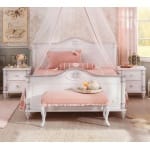 Noptieră 50 cm, 2 sertare, stil clasic romantic, alb mat cu accente patinate, design elegant cu detalii sculptate BELLE - imagine 2