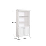Bibliotecă 96 cm, stil clasic romantic, alb soft-mat cu accente argintii, 2 uși și rafturi deschise, design elegant pentru living sau dormitor BELLE - imagine 3