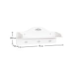 Raft perete 75 cm, stil clasic romantic, alb, poliță cu 3 agățători și ornament floral, design elegant și practic BELLE - imagine 4