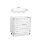 Raft perete 75 cm, stil clasic romantic, alb, poliță cu 3 agățători și ornament floral, design elegant și practic BELLE - imagine 3