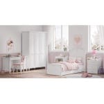 Pătuț 2 în 1 70×130 / 80×180 cm, cu comodă și sertar depozitare, stil clasic romantic, alb mat, transformabil în pat junior, design premium sigur BELLE - imagine 5