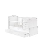 Pătuț 2 în 1 70×130 / 80×180 cm, cu comodă și sertar depozitare, stil clasic romantic, alb mat, transformabil în pat junior, design premium sigur BELLE - imagine 8