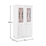 Dulap 115 cm, 2 uși, stil clasic romantic, alb satinat cu detalii florale, 5 rafturi și 2 bare pentru haine, draperii textile incluse, design elegant pentru copii și adolescenți AMELIE - imagine 4