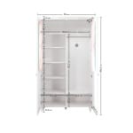 Dulap 115 cm, 2 uși, stil clasic romantic, alb satinat cu detalii florale, 5 rafturi și 2 bare pentru haine, draperii textile incluse, design elegant pentru copii și adolescenți AMELIE - imagine 5