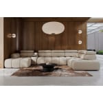 Coltar modular premium configurabil, 398 cm lungime, 7-8 locuri in "U" AVENTO, extensibil electric cu masuta de cafea