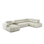 Coltar modular premium configurabil, 398 cm lungime, 7-8 locuri in "U" AVENTO, extensibil electric cu masuta de cafea - imagine 4