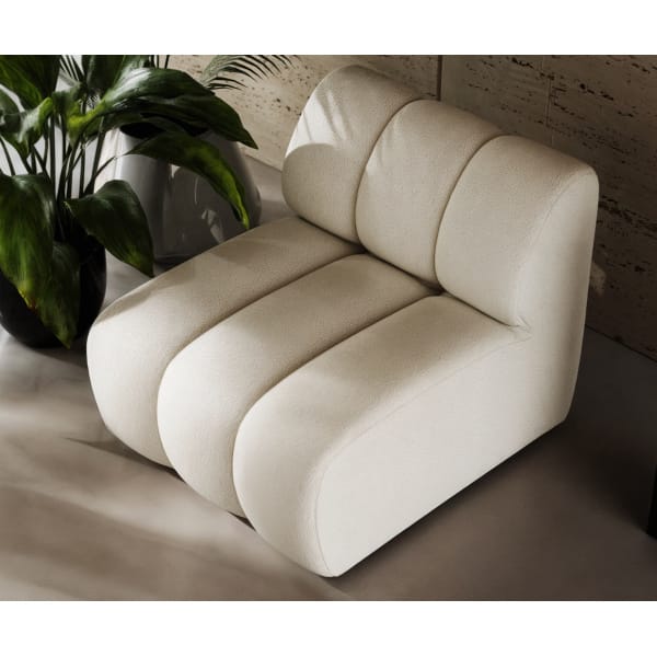 Fotoliu modular pentru living 75 cm, tapițerie bouclé premium crem, design modern și confort ridicat RODOS