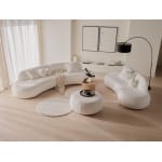 Set living modern modular pentru 7-8 persoane, tapițat în țesătură bouclé premium, canapele și otoman incluse, design fluid contemporan IVONA - imagine 2