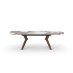 Masă dining extensibilă modernă pentru 6–10 persoane 260 cm, blat ceramic tip marmură și picioare din lemn masiv de nuc, design contemporan elegant LINEA - imagine 2