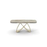 Masă dining extensibilă modernă pentru 6–10 persoane 260 cm, blat din sticlă securizată cu ceramică tip marmură și bază metalică, design minimalist luxury FIRENZE - imagine 3