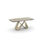 Masă dining extensibilă modernă pentru 6–10 persoane 260 cm, blat din sticlă securizată cu ceramică tip marmură și bază metalică, design minimalist luxury FIRENZE - imagine 4