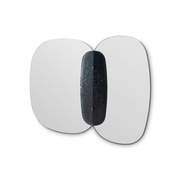 Oglindă decorativă 150×103 cm, design modern cu panouri din sticlă gri și efect reflexii, stil contemporan premium LUMIA