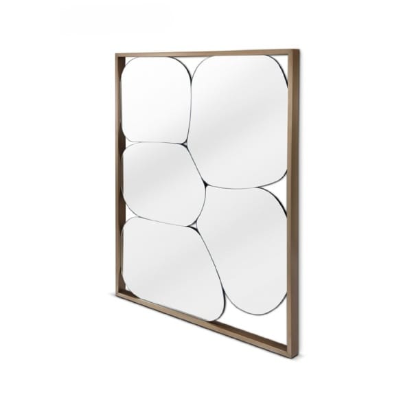 Oglindă decorativă 120×100 cm, design sculptural modern cu ramă din oțel inoxidabil finisaj bronz, stil premium MORPHA