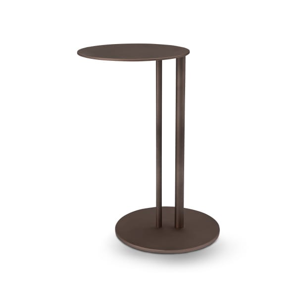 Măsuță de cafea modernă pentru living 38 cm, realizată integral din metal finisat maro, design minimalist elegant TALUS
