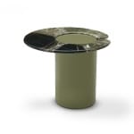 Măsuță de cafea modernă pentru living 60 cm, blat din marmură verde cu inserție rășină și bază din fibră de sticlă, design sculptural premium NAJUA