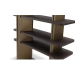 Bibliotecă 120 cm, design vertical aerisit, rafturi multiple din furnir ulm, structură stabilă cu accent metalic, VERTEX - imagine 2