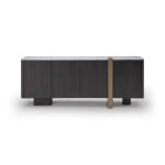 Comodă 200 cm, blat marmură albă, furnir lemn gri închis, accente brass IMPERIA, design elegant pentru interior sofisticat - imagine 2