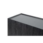 Comodă TV 220 cm, furnir stejar negru, blat oglindă gri, bază oțel inoxidabil AURORA NOIR, design sculptural pentru interior sofisticat - imagine 2