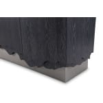 Comodă 200 cm, furnir stejar negru, blat oglindă gri, bază oțel inoxidabil AURORA NOIR, design sculptural pentru interior sofisticat - imagine 3