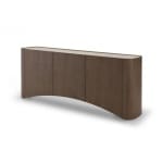 Comodă 200 cm, blat ceramic, corp furnir lemn, front curbat ELARA, design contemporan pentru interior elegant