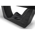 Masă dining modernă pentru 8–10 persoane 260 cm, blat din sticlă gri și bază din lemn placat, design sculptural contemporan AURORA NOIR - imagine 3