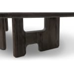 Măsuță de cafea modernă pentru living 65 cm, blat din sticlă fumurie și structură din lemn masiv de ulm, design contemporan elegant TENEBRA - imagine 3