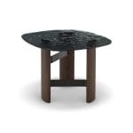 Măsuță de cafea modernă pentru living 65 cm, blat din sticlă fumurie și structură din lemn masiv de ulm, design contemporan elegant TENEBRA - imagine 4