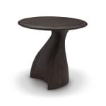 Măsuță de cafea modernă pentru living 55 cm, design sculptural cu finisaj brass și structură din fibră de sticlă și lemn masiv, stil premium FLUX - imagine 6