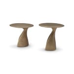 Măsuță de cafea modernă pentru living 55 cm, design sculptural cu finisaj brass și structură din fibră de sticlă și lemn masiv, stil premium FLUX - imagine 3