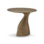 Măsuță de cafea modernă pentru living 55 cm, design sculptural cu finisaj brass și structură din fibră de sticlă și lemn masiv, stil premium FLUX - imagine 5