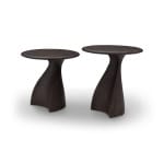 Măsuță de cafea modernă pentru living 55 cm, design sculptural cu finisaj brass și structură din fibră de sticlă și lemn masiv, stil premium FLUX - imagine 9