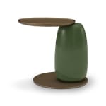 Măsuță de cafea modernă pentru living 55 cm, blat și bază din metal finisat bronz și picior din fibră de sticlă verde olive, design contemporan OLIVA - imagine 4
