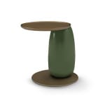 Măsuță de cafea modernă pentru living 55 cm, blat și bază din metal finisat bronz și picior din fibră de sticlă verde olive, design contemporan OLIVA - imagine 2