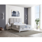 Pat Boxspring RELAX cu lada de depozitare, structura metalica, saltea premium, material catifelat