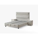 Pat Boxspring ASTRA cu ladă de depozitare, structură metalică, material si saltea premium cu topper integrat - imagine 6