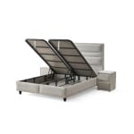 Pat Boxspring ASTRA cu ladă de depozitare, structură metalică, material si saltea premium cu topper integrat - imagine 7