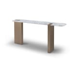 Consolă 160 cm, blat marmură albă, bază metalică alamă cu design arhitectural TRIADA, piesă elegantă pentru interior modern premium