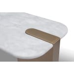 Consolă 160 cm, blat marmură albă, bază metalică alamă cu design arhitectural TRIADA, piesă elegantă pentru interior modern premium - imagine 4